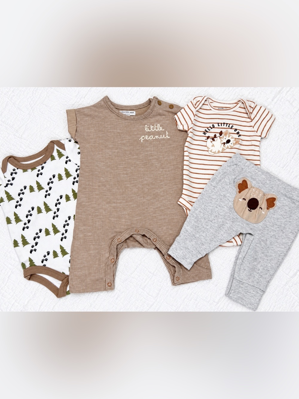 Baby Boy 0-3M 3M Bundle Grayson Mini Romper Carter’s Onesie Set Woodland Onesie